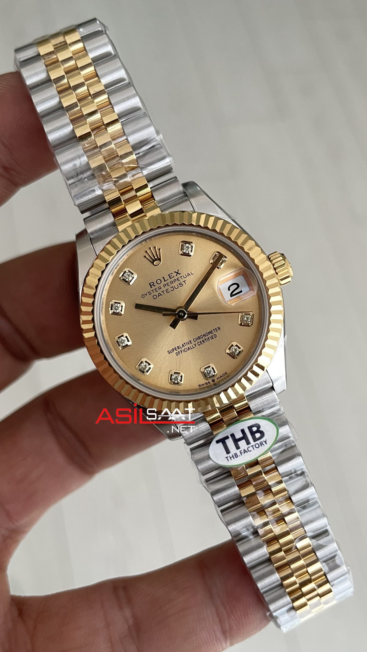 Rolex Datejust Champagne Diamond Dial 278273 Jubilee 31mm Lady 2236 Two Tone Gold Super Clone ETA Swiss THB Factory
