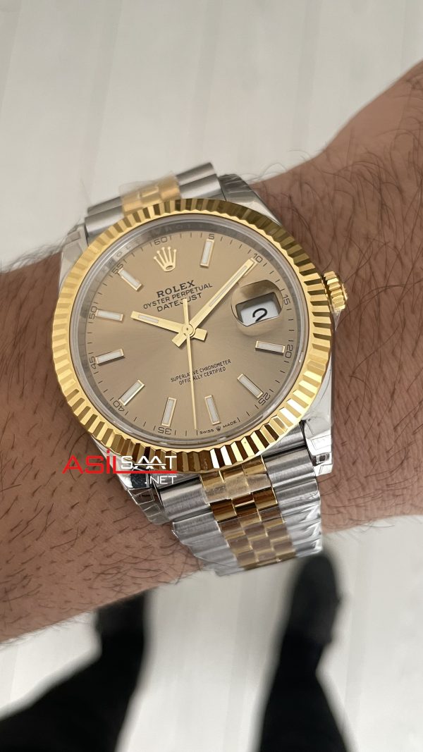 Rolex Datejust Champagne 126333 Jubilee Two Tone Gold 41mm Super Clone Swiss ETA Saat VS Factory Rolex Datejust Champagne 126333 Jubilee Two Tone Gold 41mm Super Clone Swiss ETA Saat VS Factory