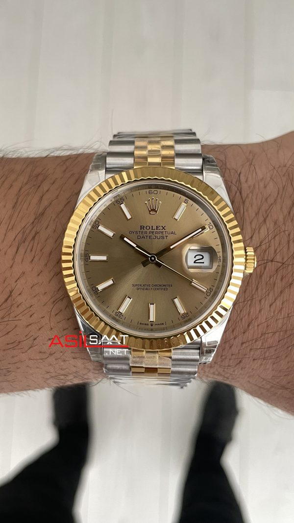 Rolex Datejust Champagne 126333 Jubilee Two Tone Gold 41mm Super Clone Swiss ETA Saat VS Factory Rolex Datejust Champagne 126333 Jubilee Two Tone Gold 41mm Super Clone Swiss ETA Saat VS Factory