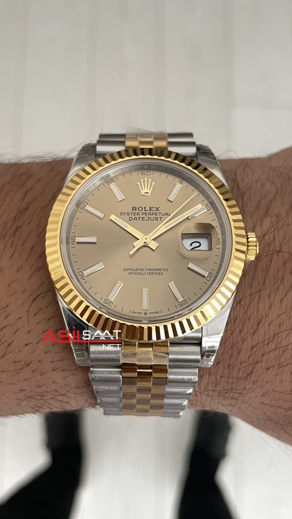 Rolex Datejust Champagne 126333 Jubilee Two Tone Gold 41mm Super Clone Swiss ETA Saat VS Factory Rolex Datejust Champagne 126333 Jubilee Two Tone Gold 41mm Super Clone Swiss ETA Saat VS Factory