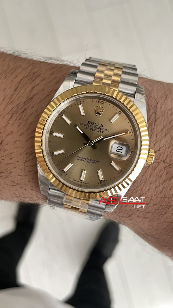 Rolex Datejust Champagne 126333 Jubilee Two Tone Gold 41mm Super Clone Swiss ETA Saat VS Factory Rolex Datejust Champagne 126333 Jubilee Two Tone Gold 41mm Super Clone Swiss ETA Saat VS Factory