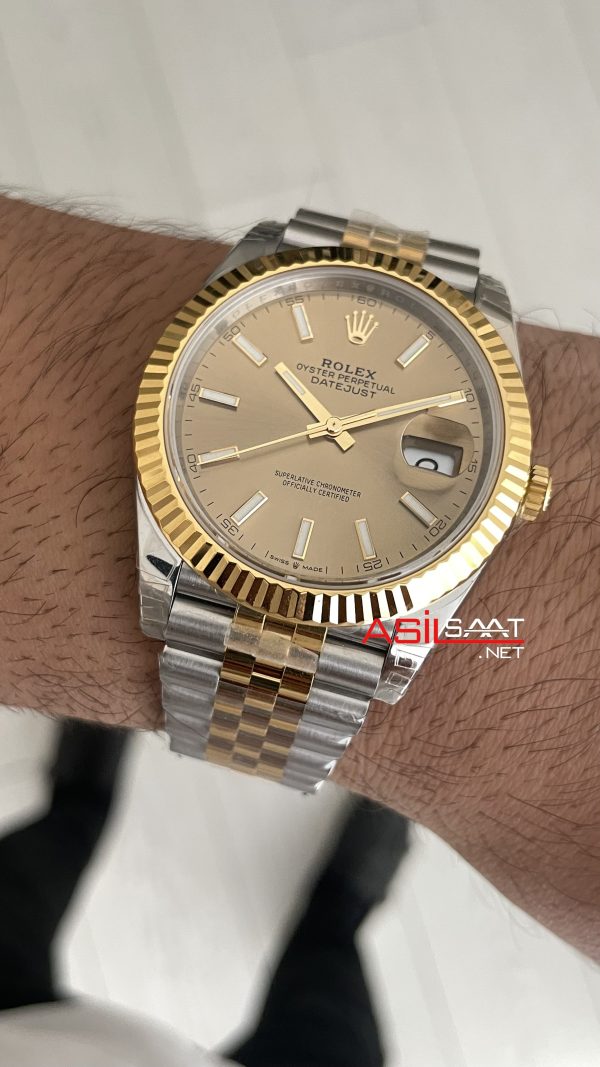 Rolex Datejust Champagne 126333 Jubilee Two Tone Gold 41mm Super Clone Swiss ETA Saat VS Factory Rolex Datejust Champagne 126333 Jubilee Two Tone Gold 41mm Super Clone Swiss ETA Saat VS Factory