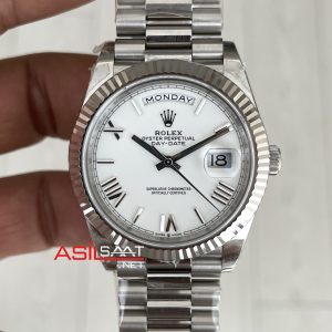 Rolex Day Date Beyaz Kadran 228239 White Roman Dial 40mm 3255 Super Clone ETA Swiss VS Factory