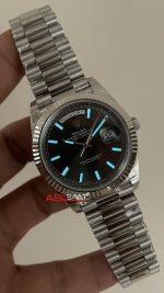 Rolex Day Date Gri 228239 Dark Rhodium Dial 40mm President 3255 Super Clone Swiss ETA Saat VS Factory V2