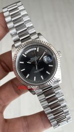 Rolex Day Date Gri 228239 Dark Rhodium Dial 40mm President 3255 Super Clone Swiss ETA Saat VS Factory V2