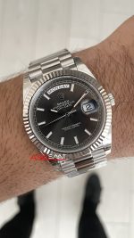 Rolex Day Date Gri 228239 Dark Rhodium Dial 40mm President 3255 Super Clone Swiss ETA Saat VS Factory V2