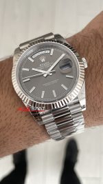 Rolex Day Date Gri 228239 Dark Rhodium Dial 40mm President 3255 Super Clone Swiss ETA Saat VS Factory V2