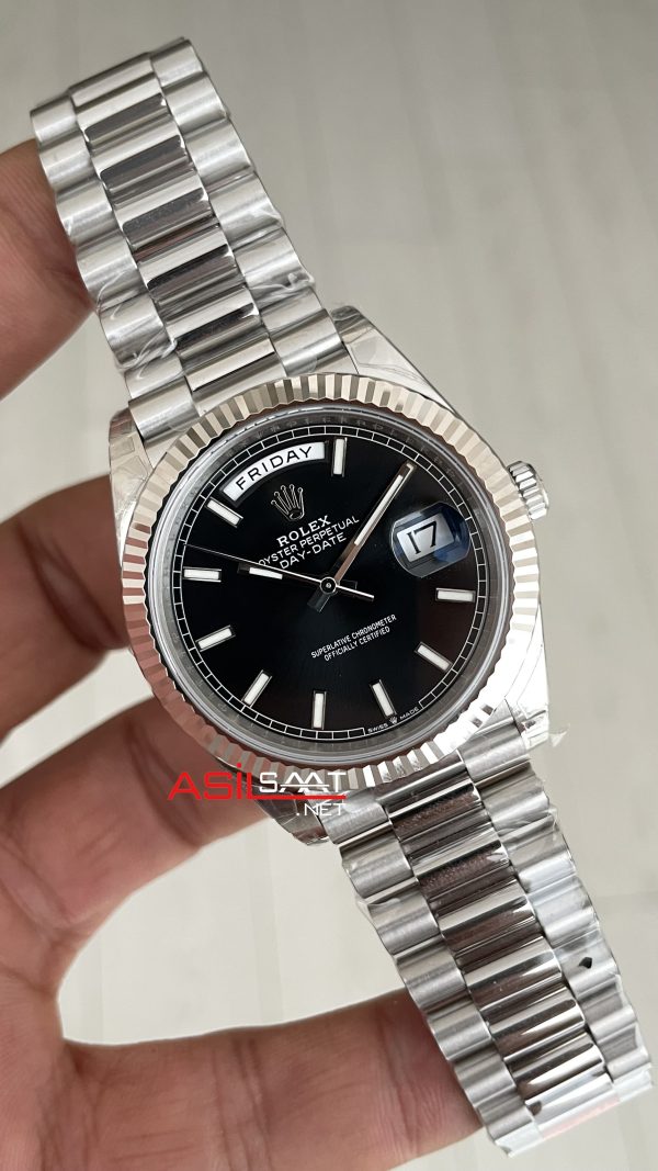 Rolex Day Date Siyah Kadran 228239 Bright Black Dial 40mm President 3255 Super Clone ETA Swiss VS Factory Rolex Day Date Siyah Kadran 228239 Bright Black Dial 40mm President 3255 Super Clone ETA Swiss VS Factory