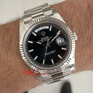 Rolex Day Date Siyah Kadran 228239 Bright Black Dial 40mm President 3255 Super Clone ETA Swiss VS Factory