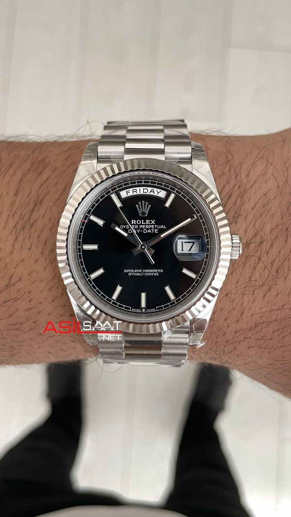 Rolex Day Date Siyah Kadran 228239 Bright Black Dial 40mm President 3255 Super Clone ETA Swiss VS Factory Rolex Day Date Siyah Kadran 228239 Bright Black Dial 40mm President 3255 Super Clone ETA Swiss VS Factory
