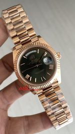 Rolex Day Date Yeşil 228235 Olive Green 40mm Rosegold Super Clone Swiss ETA Saat AR Factory