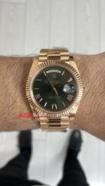 Rolex Day Date Yeşil 228235 Olive Green 40mm Rosegold Super Clone Swiss ETA Saat AR Factory