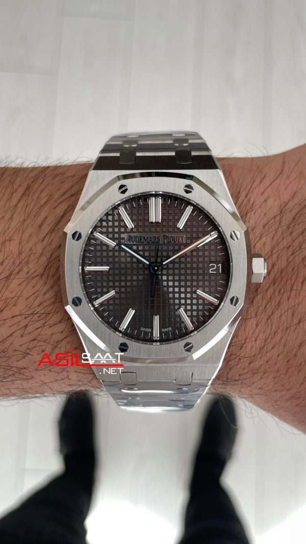 Audemars Piguet Royal Oak 15510ST Gri Kadran 50th Anniversary 41mm Super Clone ETA Swiss ZF Factory Audemars Piguet Royal Oak 15510ST Gri Kadran 50th Anniversary 41mm Super Clone ETA Swiss ZF Factory