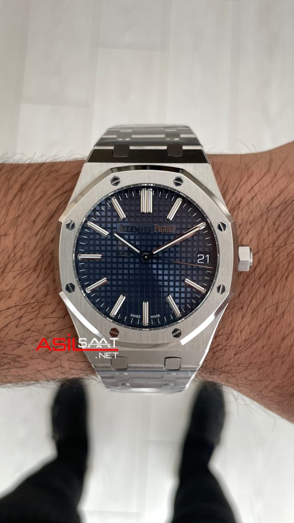 Audemars Piguet Royal Oak 15510ST Mavi Kadran 50th Anniversary 41mm Super Clone ETA Swiss ZF Factory Audemars Piguet Royal Oak 15510ST Mavi Kadran 50th Anniversary 41mm Super Clone ETA Swiss ZF Factory