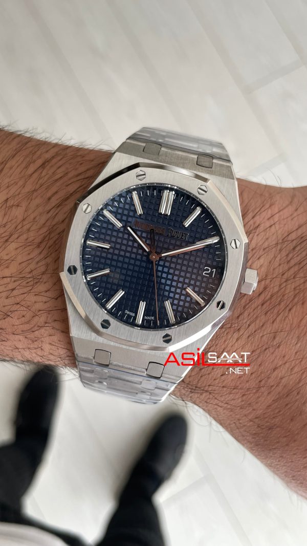 Audemars Piguet Royal Oak 15510ST Mavi Kadran 50th Anniversary 41mm Super Clone ETA Swiss ZF Factory Audemars Piguet Royal Oak 15510ST Mavi Kadran 50th Anniversary 41mm Super Clone ETA Swiss ZF Factory