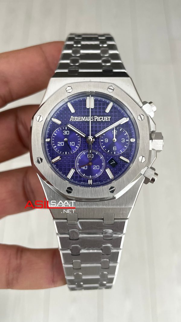 Audemars Piguet Royal Oak Chronograph 26240BC Purple Dial 41mm Mor Kadran Swiss ETA Saat Audemars Piguet Royal Oak Chronograph 26240BC Purple Dial 41mm Mor Kadran Swiss ETA Saat