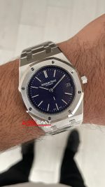 Audemars Piguet Royal Oak Jumbo Extra Thin Tuscan Dial 16202BC Mavi Kadran 39mm Super Clone ETA Swiss ZF Factory