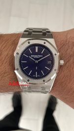 Audemars Piguet Royal Oak Jumbo Extra Thin Tuscan Dial 16202BC Mavi Kadran 39mm Super Clone ETA Swiss ZF Factory