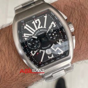 Franck Muller Vanguard Chronograph Siyah V45CCDT 44mm Super Clone Swiss ETA Saat ABF Factory