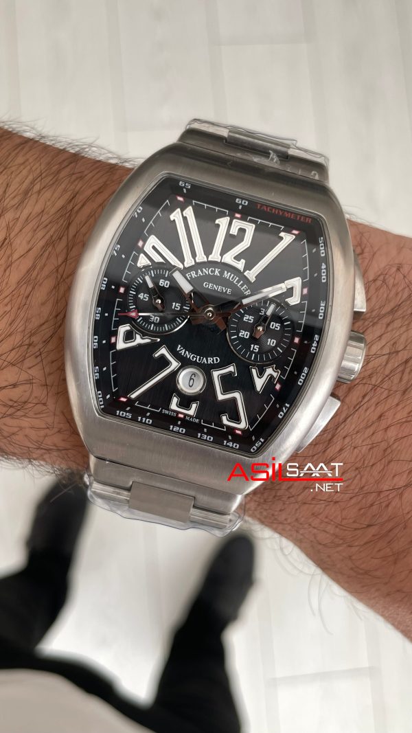 Franck Muller Vanguard Chronograph Siyah V45CCDT 44mm Super Clone Swiss ETA Saat ABF Factory