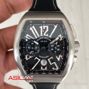 Franck Muller Vanguard Chronograph Siyah V45CCDT Silver 44mm Super Clone Swiss ETA Saat ABF Factory