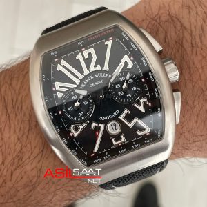 Franck Muller Vanguard Chronograph Siyah V45CCDT Silver 44mm Super Clone Swiss ETA Saat ABF Factory