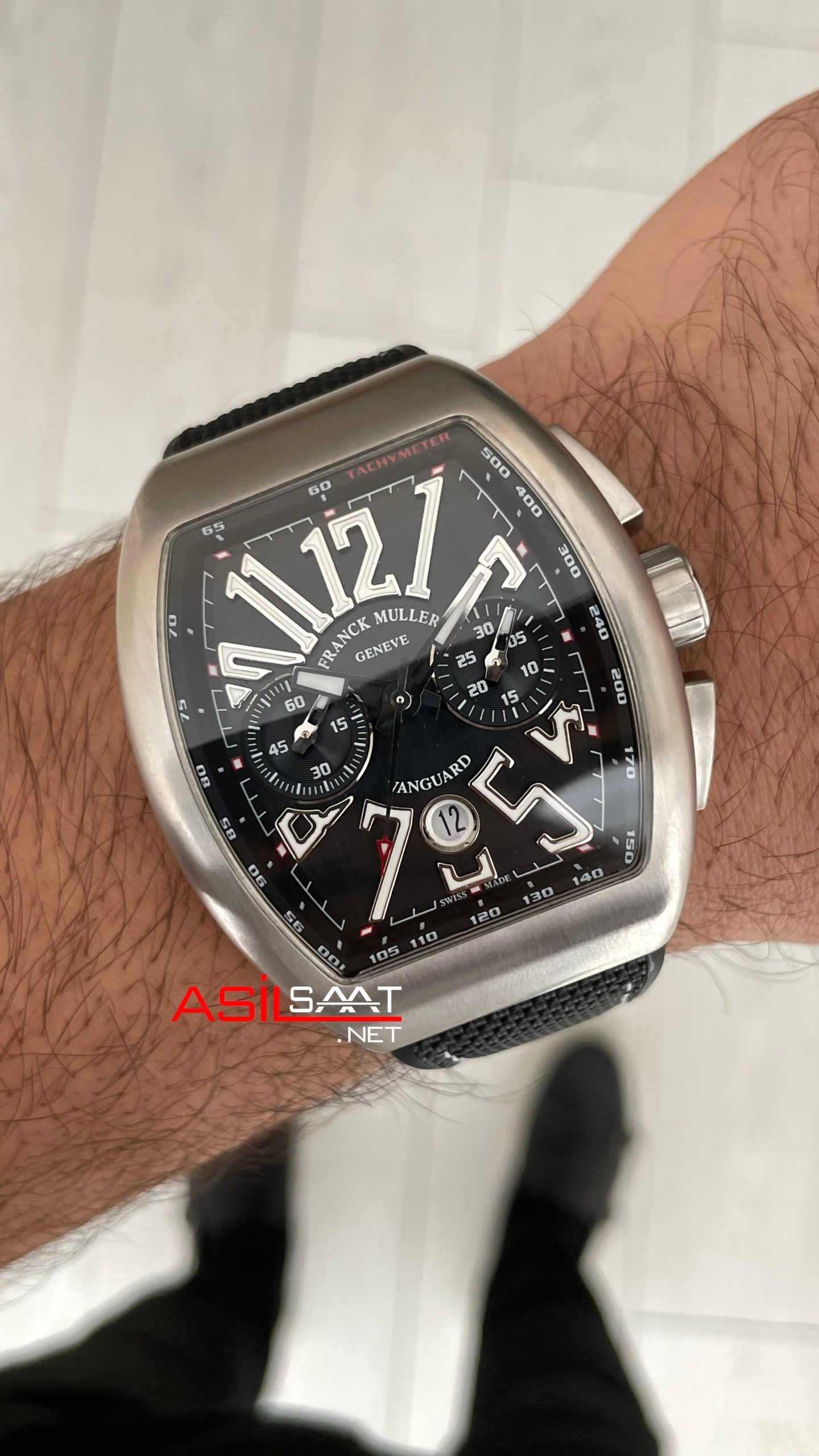 Franck Muller Vanguard Chronograph Siyah V45CCDT Silver 44mm Super Clone Swiss ETA Saat ABF Factory