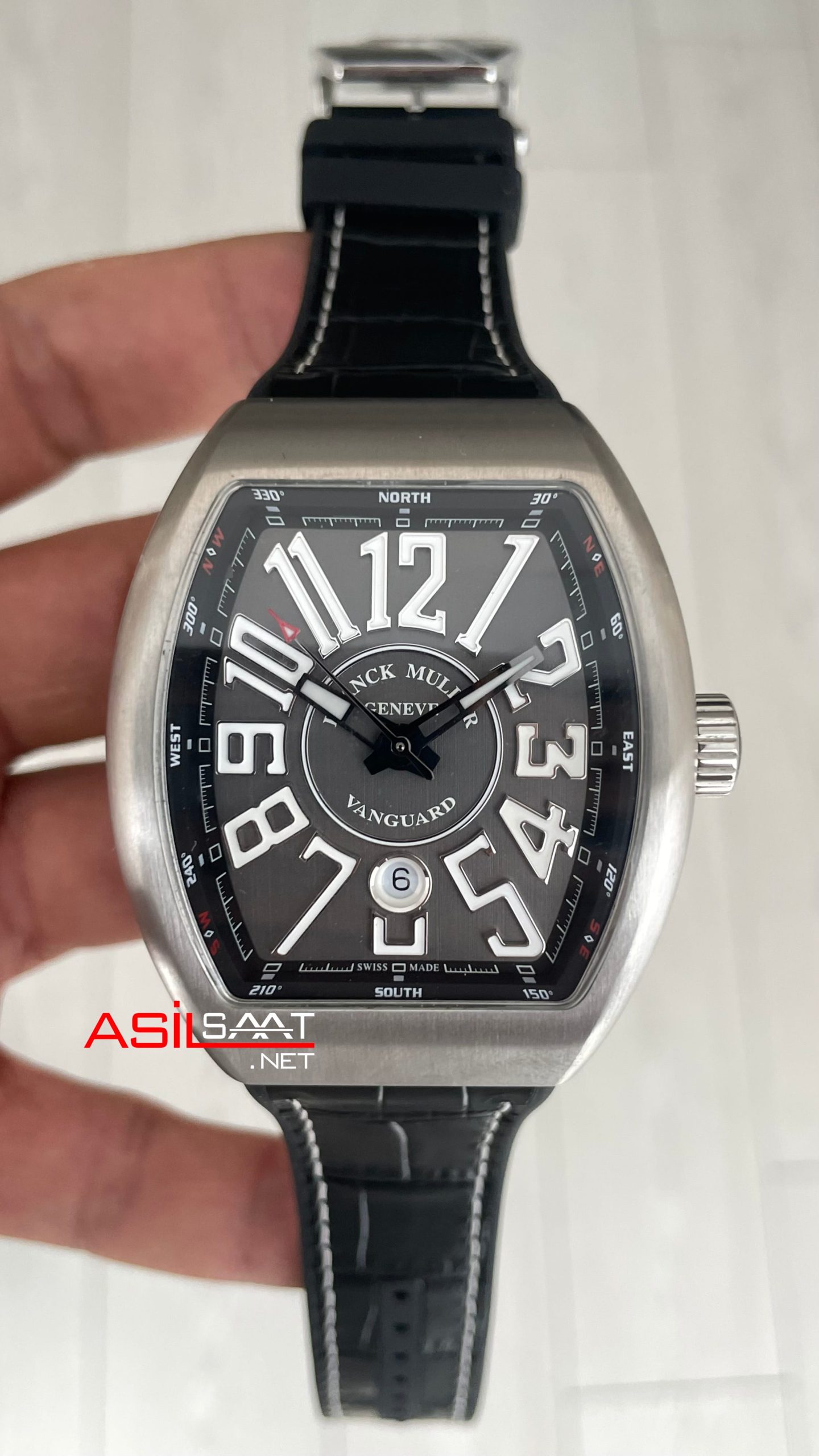 Franck Muller Vanguard Gri V45 Silver Super Clone Swiss ETA Saat ABF Factory
