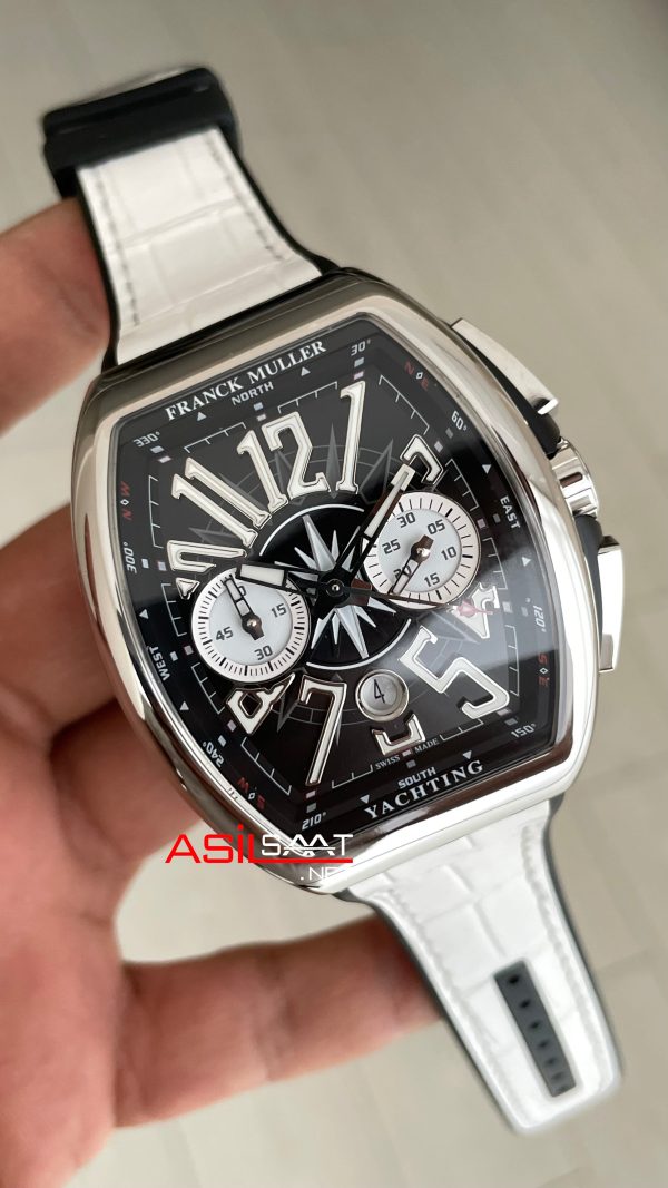 Franck Muller Vanguard Yachting Chronograph Beyaz V45CCDT Silver 44mm Super Clone Swiss ETA Saat ABF Factory Franck Muller Vanguard Yachting Chronograph Beyaz V45CCDT Silver 44mm Super Clone Swiss ETA Saat ABF Factory