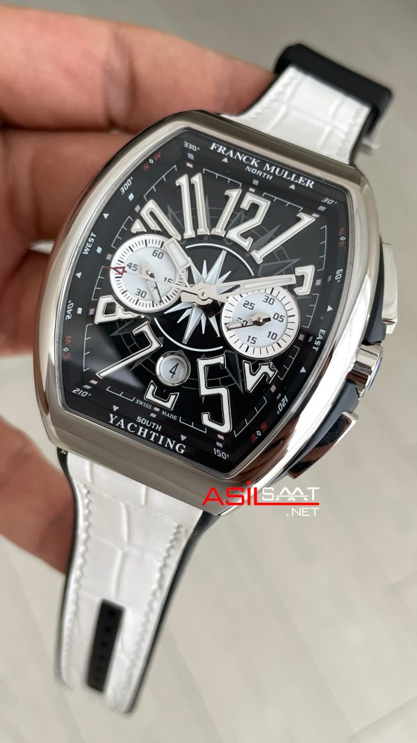 Franck Muller Vanguard Yachting Chronograph Beyaz V45CCDT Silver 44mm Super Clone Swiss ETA Saat ABF Factory Franck Muller Vanguard Yachting Chronograph Beyaz V45CCDT Silver 44mm Super Clone Swiss ETA Saat ABF Factory