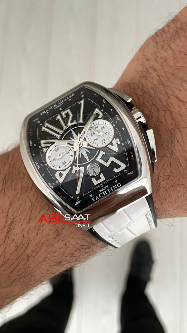Franck Muller Vanguard Yachting Chronograph Beyaz V45CCDT Silver 44mm Super Clone Swiss ETA Saat ABF Factory Franck Muller Vanguard Yachting Chronograph Beyaz V45CCDT Silver 44mm Super Clone Swiss ETA Saat ABF Factory