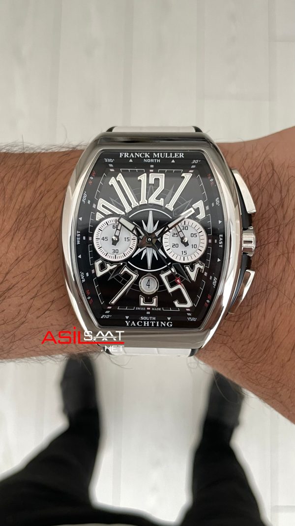 Franck Muller Vanguard Yachting Chronograph Beyaz V45CCDT Silver 44mm Super Clone Swiss ETA Saat ABF Factory Franck Muller Vanguard Yachting Chronograph Beyaz V45CCDT Silver 44mm Super Clone Swiss ETA Saat ABF Factory