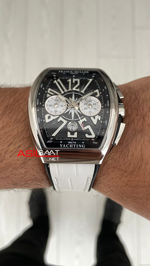 Franck Muller Vanguard Yachting Chronograph Beyaz V45CCDT Silver 44mm Super Clone Swiss ETA Saat ABF Factory Franck Muller Vanguard Yachting Chronograph Beyaz V45CCDT Silver 44mm Super Clone Swiss ETA Saat ABF Factory