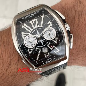 Franck Muller Vanguard Yachting Chronograph Siyah V45CCDT Silver 44mm Super Clone Swiss ETA Saat ABF Factory