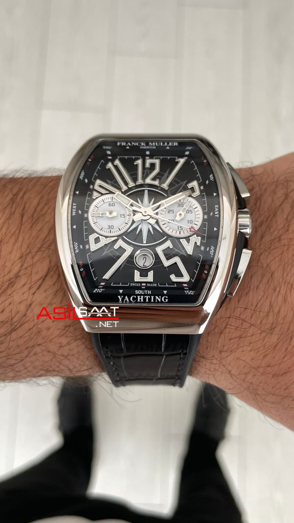 Franck Muller Vanguard Yachting Chronograph Siyah V45CCDT Silver 44mm Super Clone Swiss ETA Saat ABF Factory