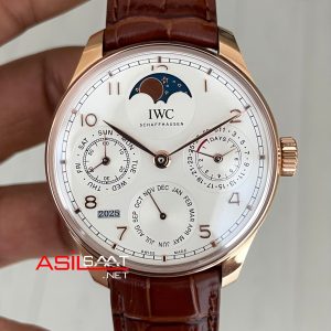 IWC Portuguese Perpetual Calendar Beyaz IW503302 Rosegold 44mm Super Clone Swiss ETA Saat APS Factory