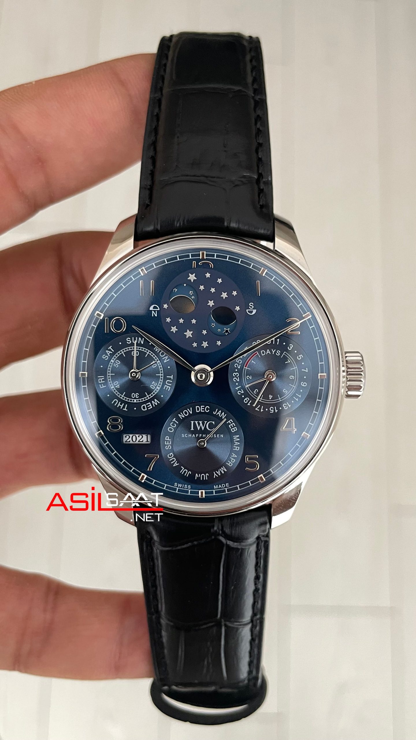 IWC Portuguese Perpetual Calendar Mavi IW503401 Silver 44mm Super Clone Swiss ETA Saat APS Factory IWC Portuguese Perpetual Calendar Mavi IW503401 Silver 44mm Super Clone Swiss ETA Saat APS Factory