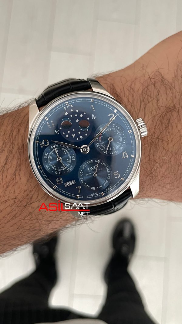 IWC Portuguese Perpetual Calendar Mavi IW503401 Silver 44mm Super Clone Swiss ETA Saat APS Factory IWC Portuguese Perpetual Calendar Mavi IW503401 Silver 44mm Super Clone Swiss ETA Saat APS Factory