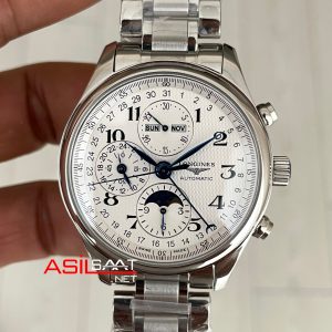 Longines Master Collection Moonphase Chrono Beyaz 42mm Swiss ETA Saat GS Factory