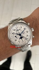 Longines Master Collection Moonphase Chrono Beyaz 42mm Swiss ETA Saat GS Factory