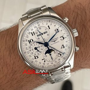 Longines Master Collection Moonphase Chrono Beyaz 42mm Swiss ETA Saat GS Factory