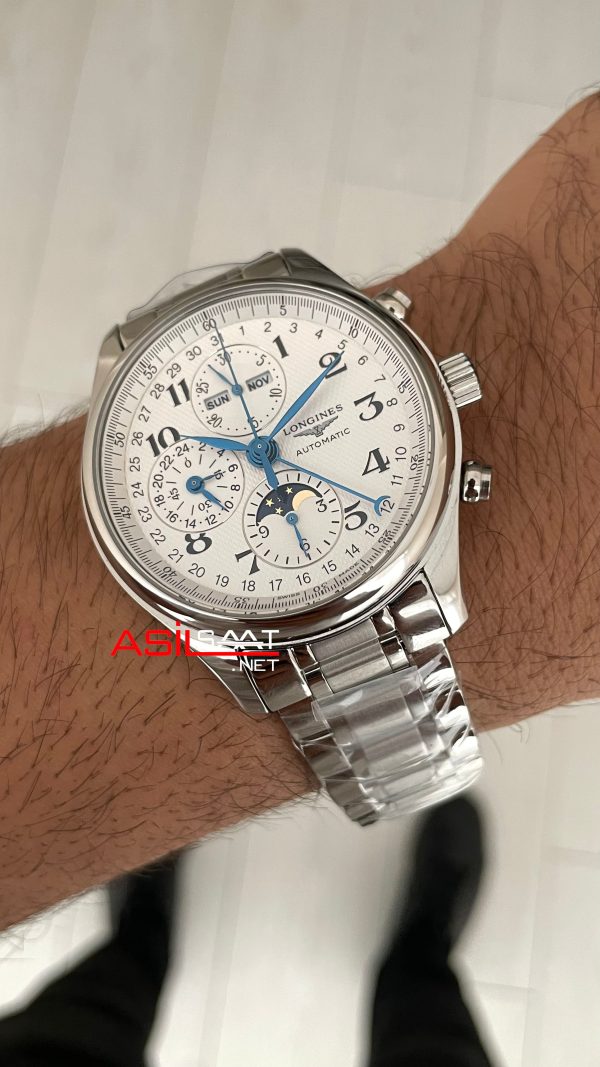 Longines Master Collection Moonphase Chrono Beyaz 42mm Swiss ETA Saat GS Factory