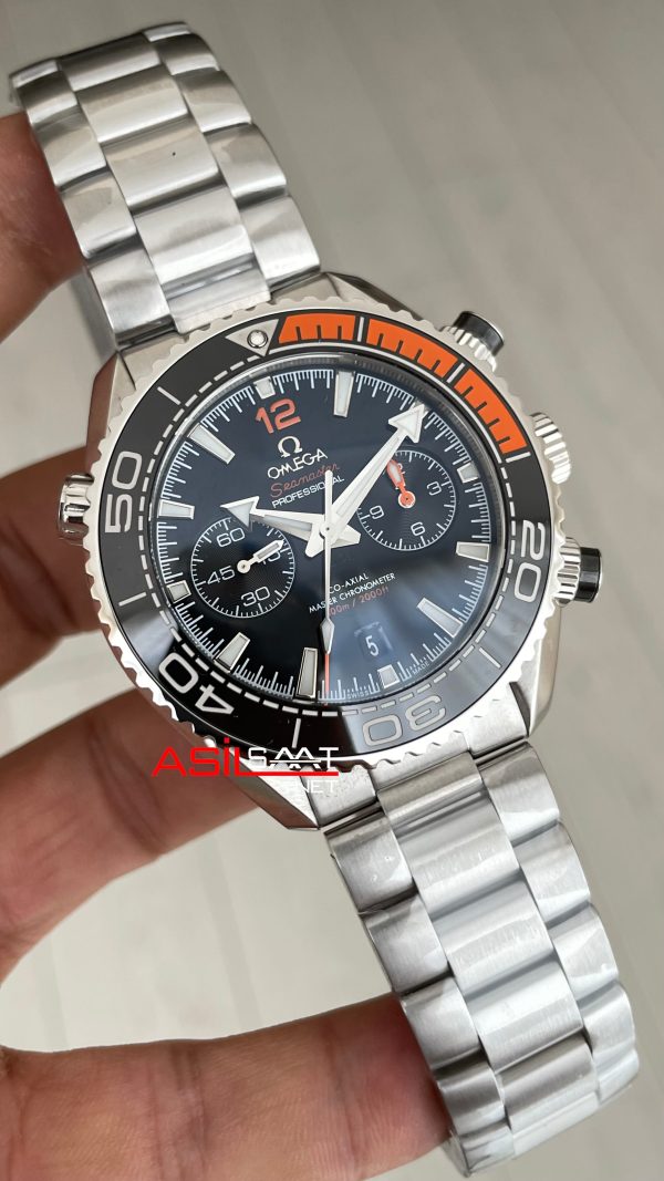 Omega Seamaster Planet Ocean Chronograph 600M Siyah Super Clone Swiss ETA Saat GS Factory