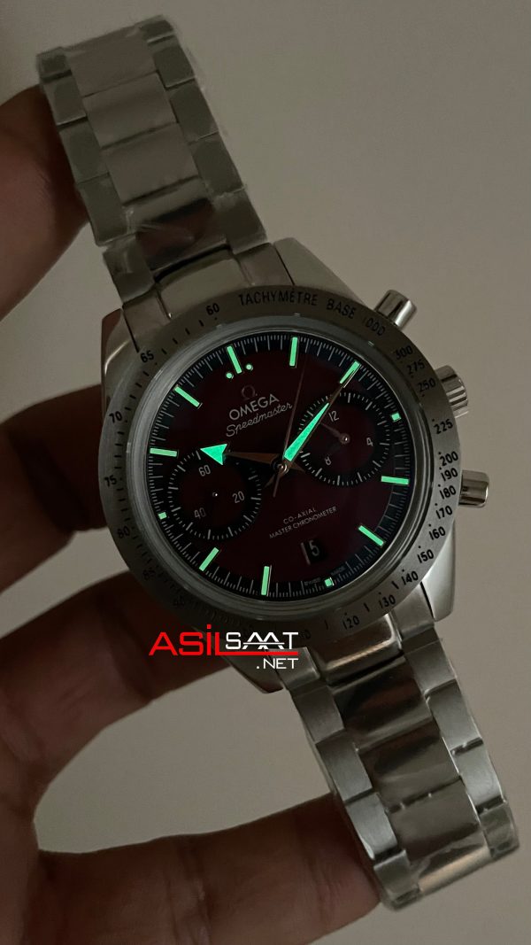 Omega Speedmaster 57 Burgundy Swiss ETA Saat GS Factory Omega Speedmaster 57 Burgundy Swiss ETA Saat GS Factory