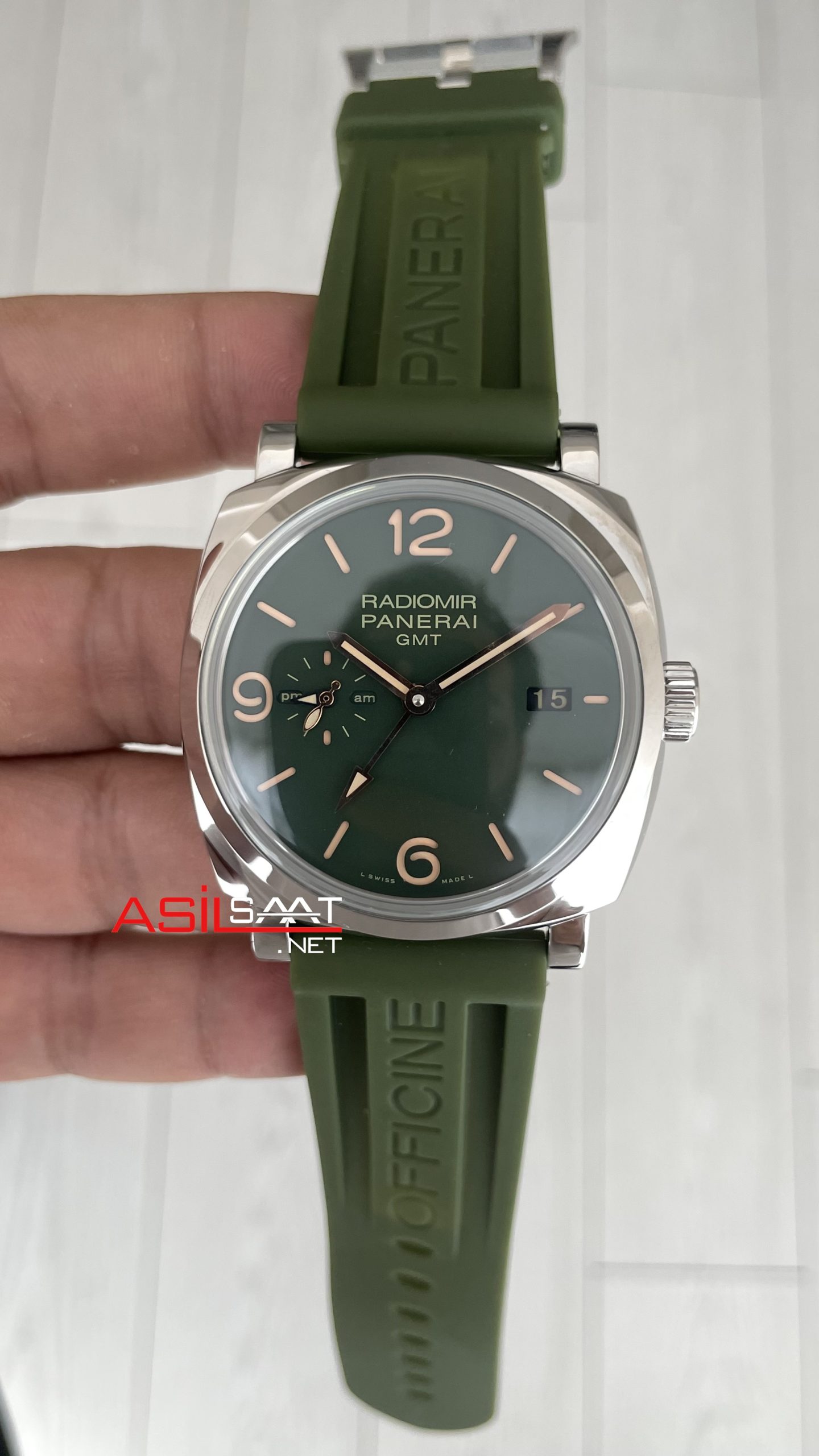 Panerai Radiomir GMT PAM00998 Yeşil 45mm Silver Replika Saat