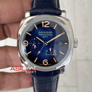 Panerai Radiomir GMT Power Reserve PAM00946 Mavi 45mm Silver Replika Saat