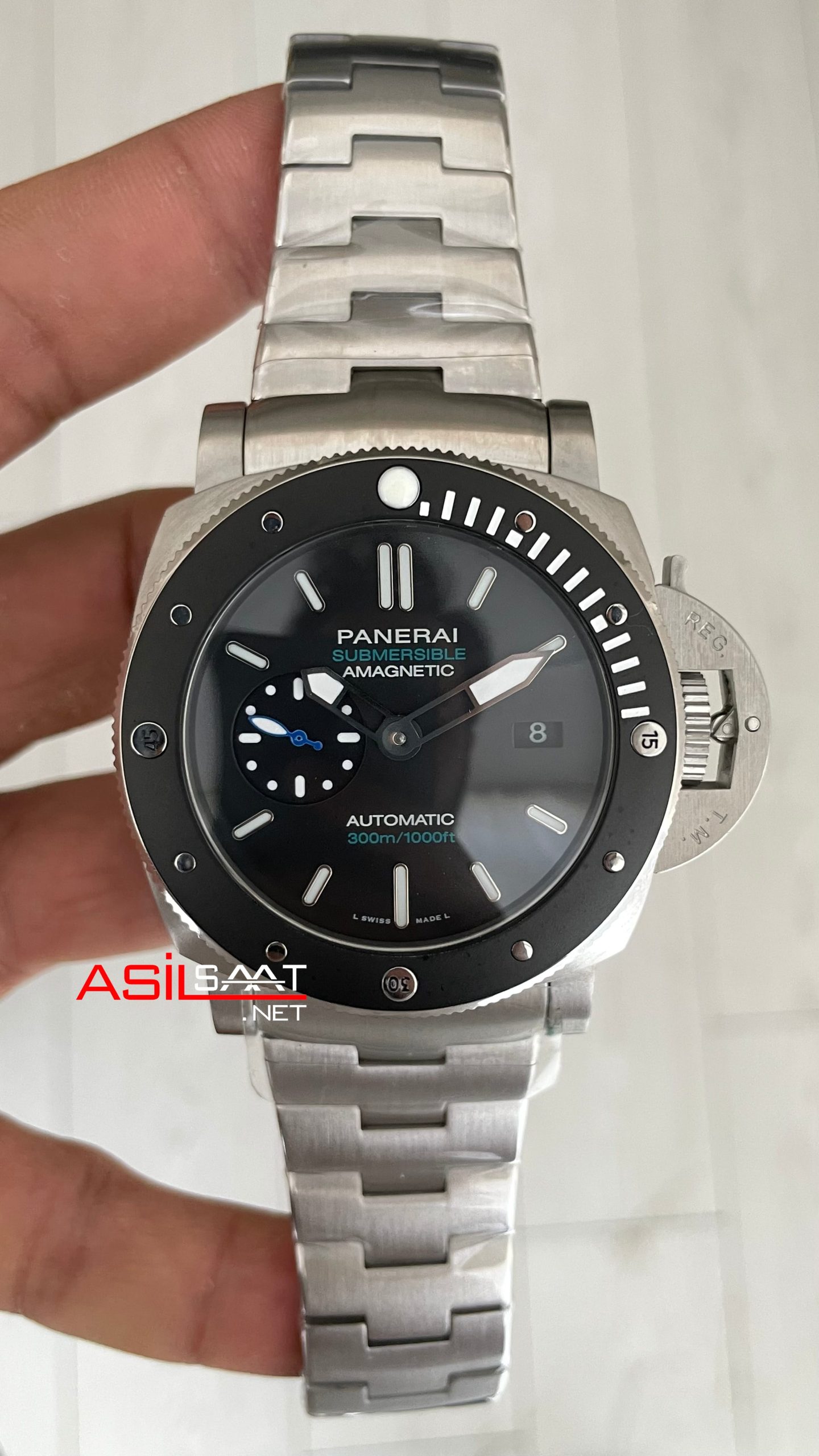 Panerai Submersible 1950 3 Days Amagnetic Titanium PAM01389 Siyah 47mm Replika Saat