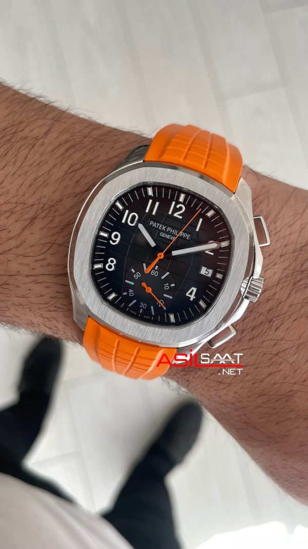 Patek Philippe Aquanaut Turuncu 5968A Chronograph 42mm Super Clone Swiss ETA Saat 3K Factory Patek Philippe Aquanaut Turuncu 5968A Chronograph 42mm Super Clone Swiss ETA Saat 3K Factory