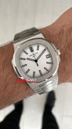 Patek Philippe Nautilus 5711 Beyaz Kadran 40mm Super Clone Swiss ETA Saat PP Factory