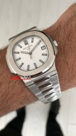 Patek Philippe Nautilus 5711 Beyaz Kadran 40mm Super Clone Swiss ETA Saat PP Factory